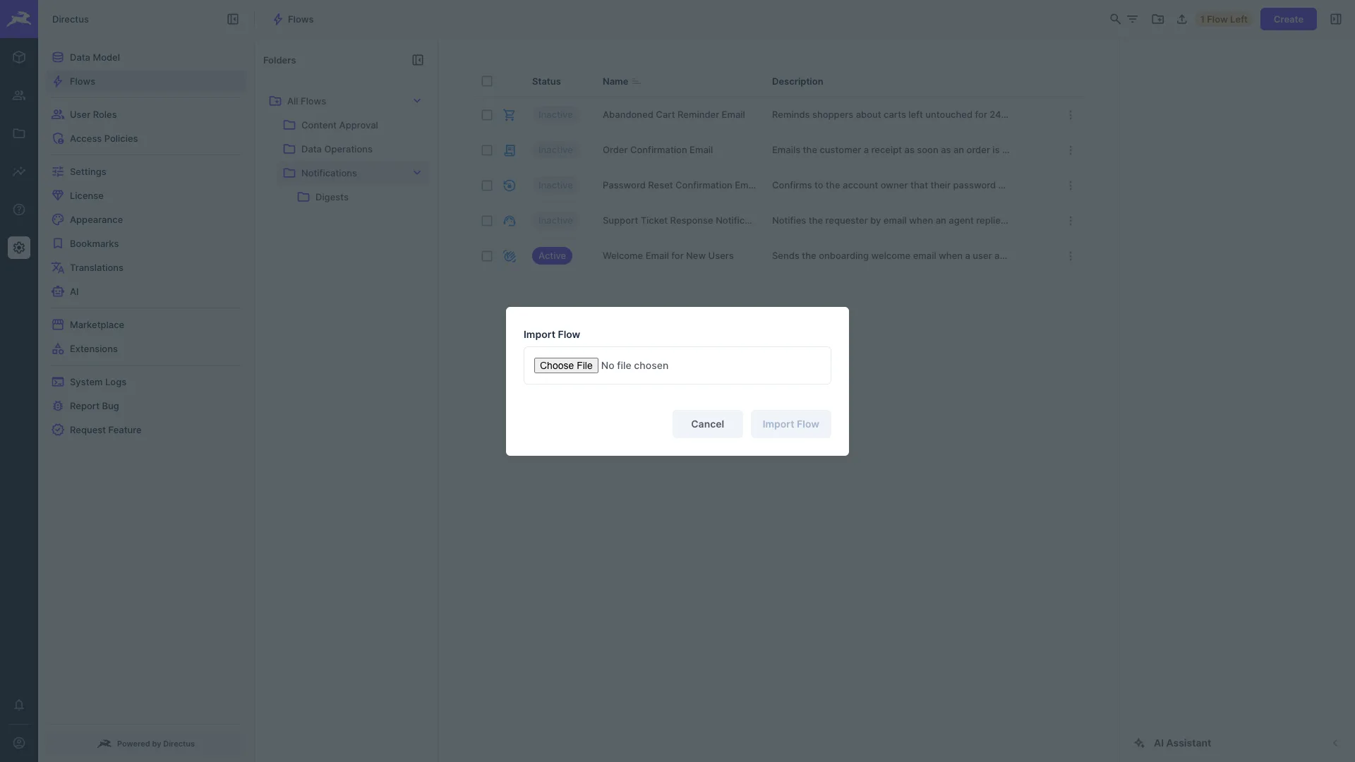 Importing a Flow